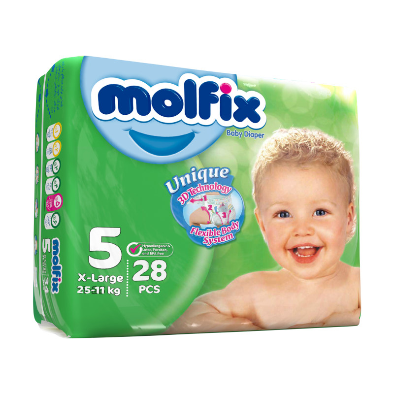 پوشک کودک مولفیکس Molfix سایز 5 بسته 28 عددی