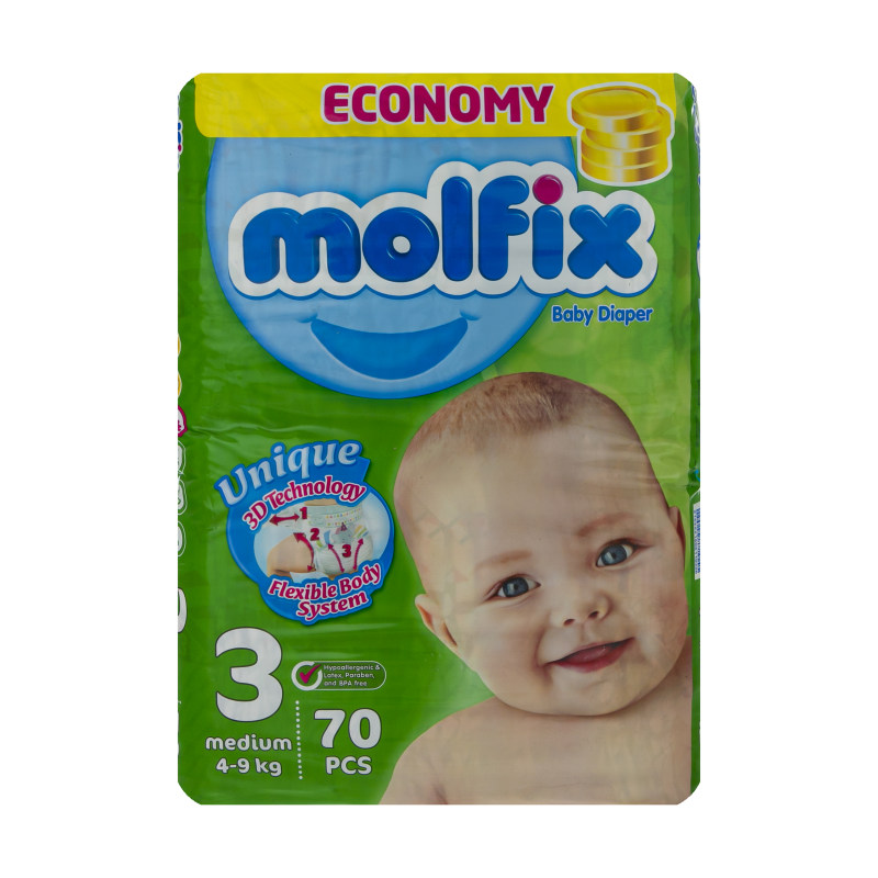 پوشک مولفيکس Molfix سايز 3 بسته 70 عددي